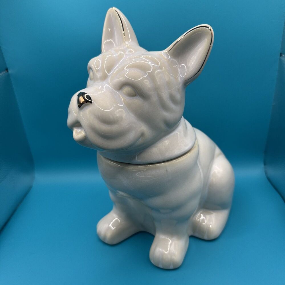Cravings by Chrissy Teigen Frenchie French Bulldog Cookie Treat Jar Cream Gold